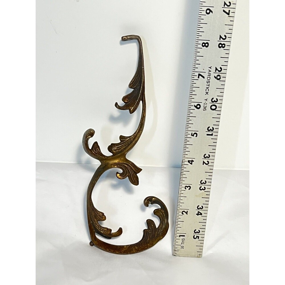 Antique Victorian Brass Wall Mount Hat Rack & Coat Hook
